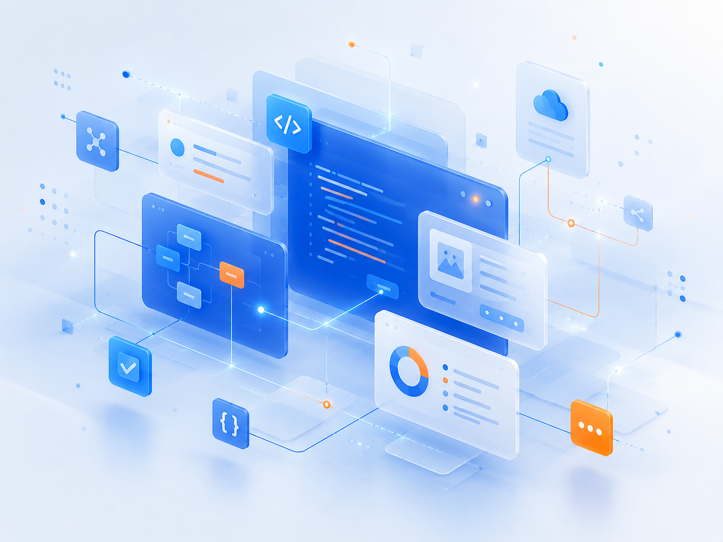 Application development — abstract UI panels and integration visual