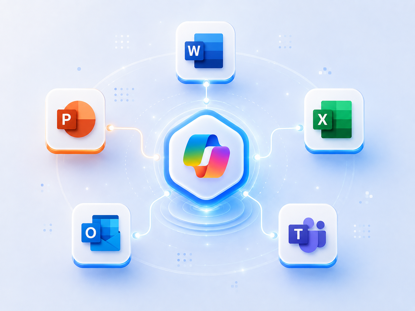 Microsoft Copilot enablement — Copilot hub connected to Microsoft 365 apps